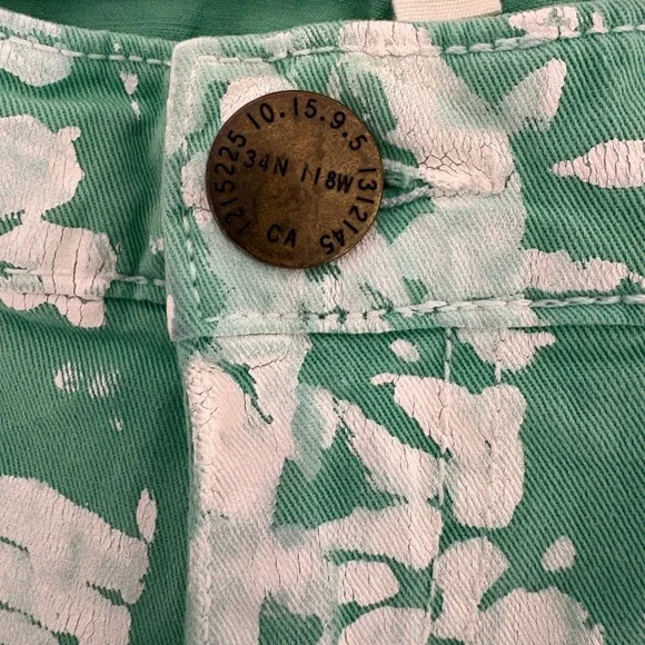 DVF Loves Current/Elliot‎ The Classic Skinny Mint Green Floral Print Jeans W 30 - Picture 5 of 8